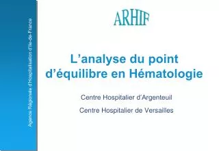 l analyse du point d quilibre en h matologie