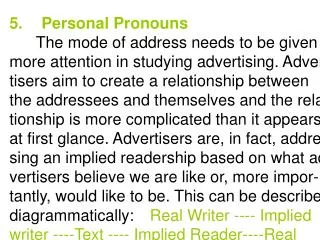 5.	Personal Pronouns The mode of address needs to be given
