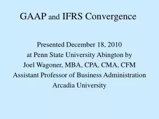 GAAP and IFRS Convergence