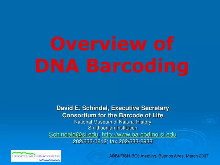 overview of dna barcoding