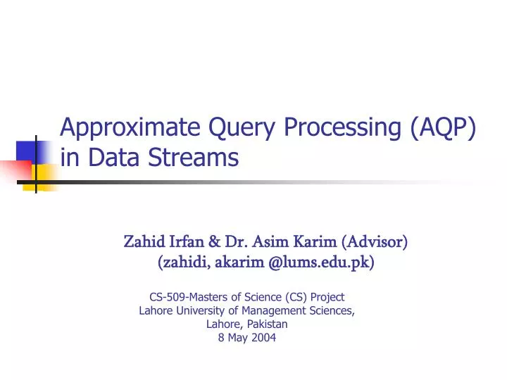 approximate query processing aqp in data streams