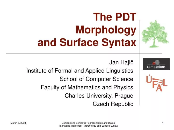 the pdt morphology and surface syntax
