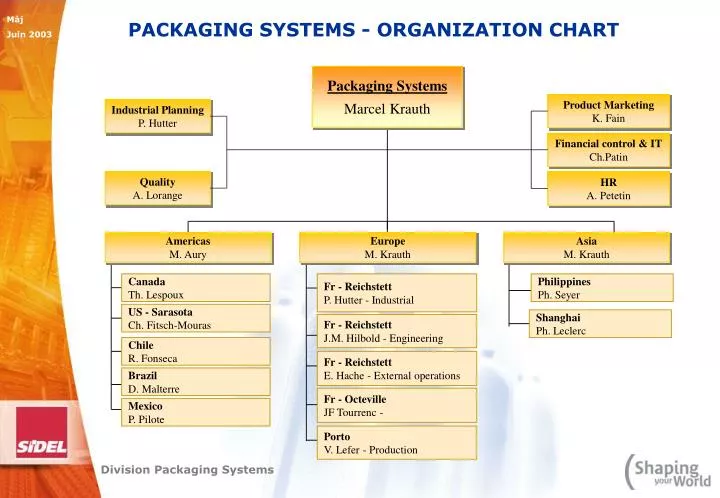 packaging systems organization chart