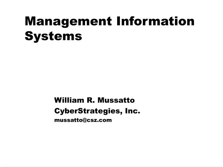 PPT - Management Information Systems PowerPoint Presentation, free ...