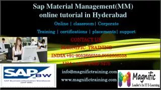 Sap Material Management(MM) online tutorial in Hyderabad