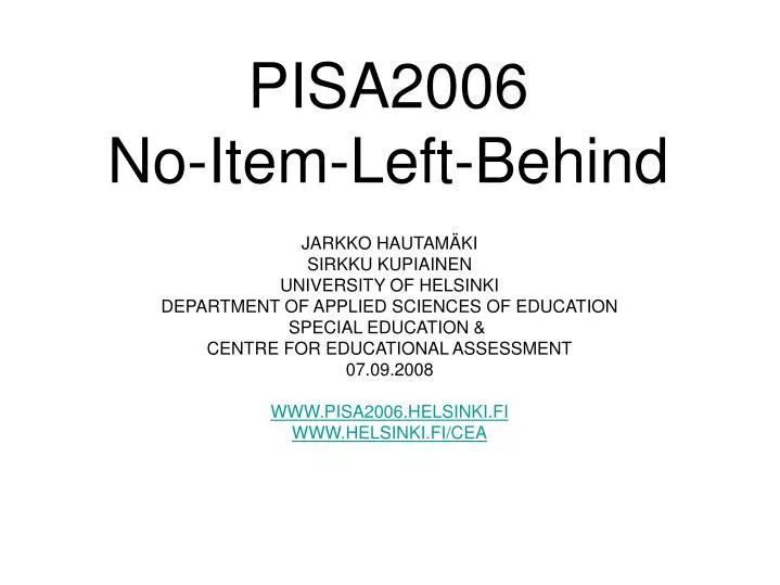 pisa2006 no item left behind