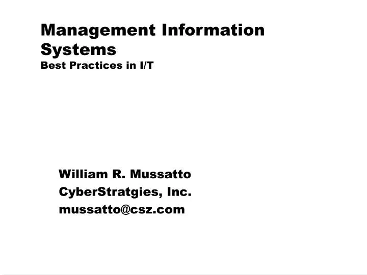 management information systems best practices in i t