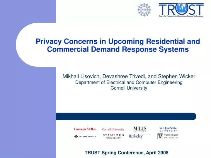 privacy concerns in upcoming residential and commercial demand response systems
