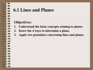 6.1 Lines and Planes
