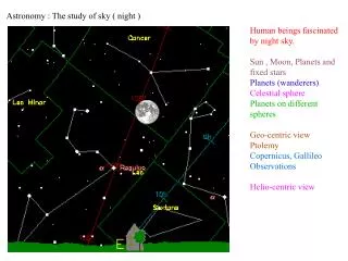 Astronomy : The study of sky ( night )