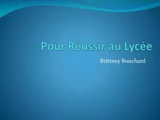 pour r ussir au lyc e