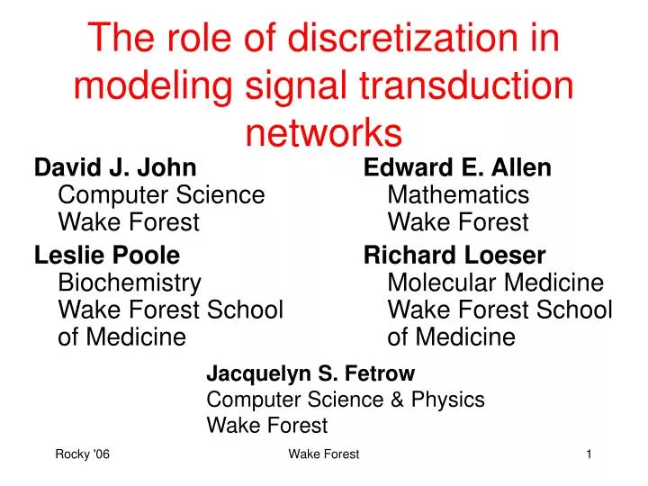 the role of discretization in modeling signal transduction networks
