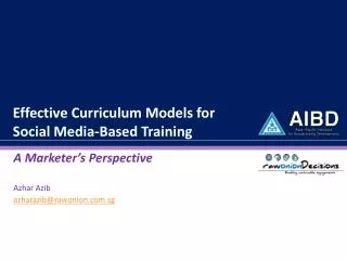 Effective Curriculum Models for Social Media-Based Training