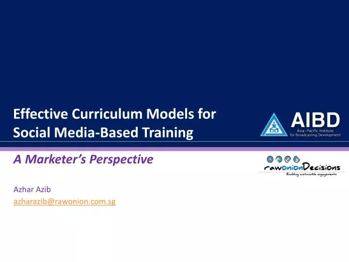 effective curriculum models for social media based training
