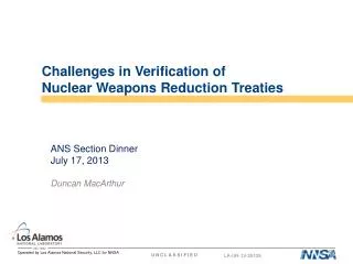 Challenges in Verification of Nuclear Weapons Reduction Treaties