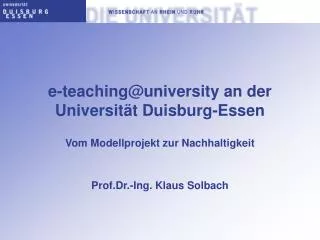 e teaching@university an der universit t duisburg essen
