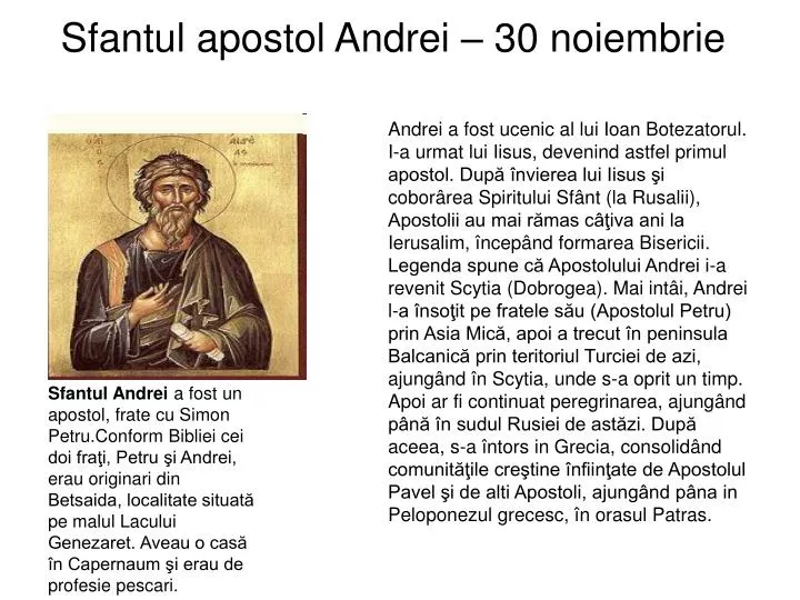 sfantul apostol andrei 30 noiembrie