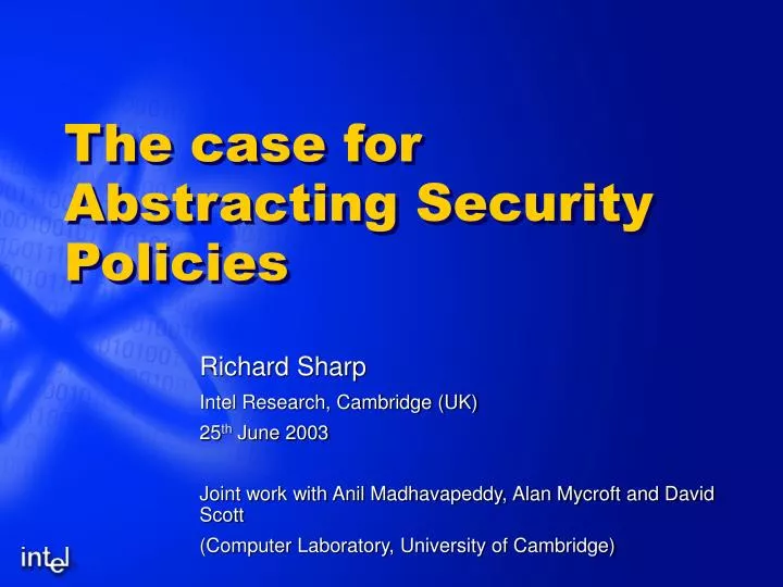 the case for abstracting security policies