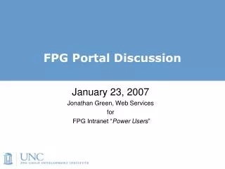 FPG Portal Discussion