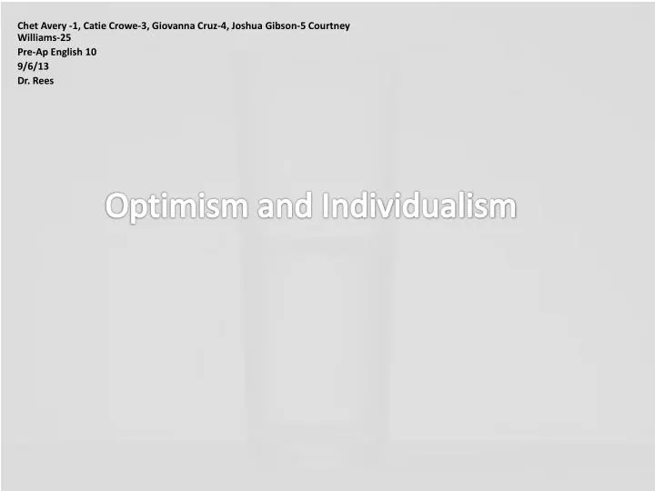 optimism and individualism