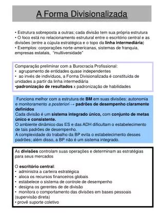 a forma divisionalizada
