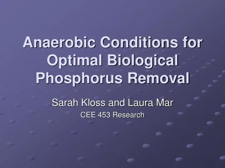 anaerobic conditions for optimal biological phosphorus removal