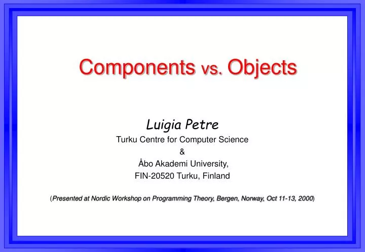 components vs objects
