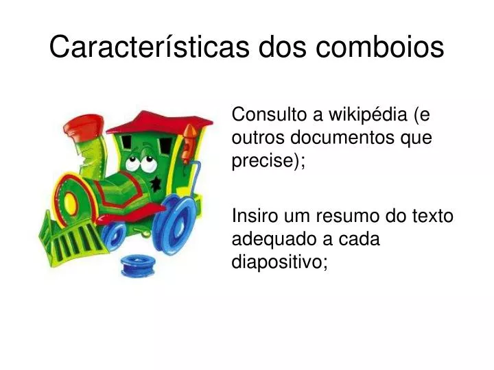 caracter sticas dos comboios