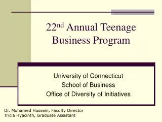 22 nd Annual Teenage Business Program