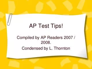 AP Test Tips!