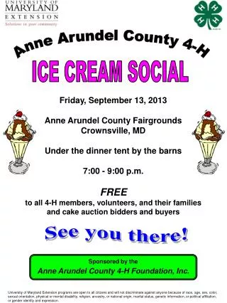 Friday, September 13, 2013 Anne Arundel County Fairgrounds Crownsville, MD