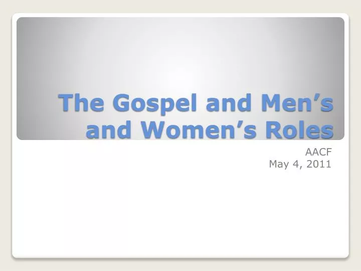 the gospel and men s and women s roles