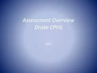 Assessment Overview Drake CPHS