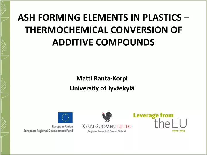 ash forming elements in plastics thermochemical conversion of additive compounds