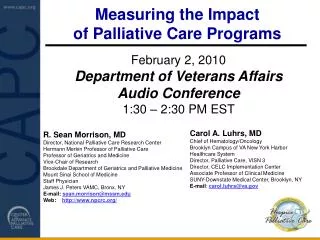 Measuring the Impact of Palliative Care Programs