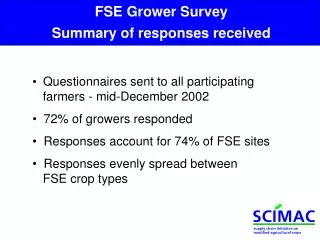 FSE Grower Survey Summary of responses received