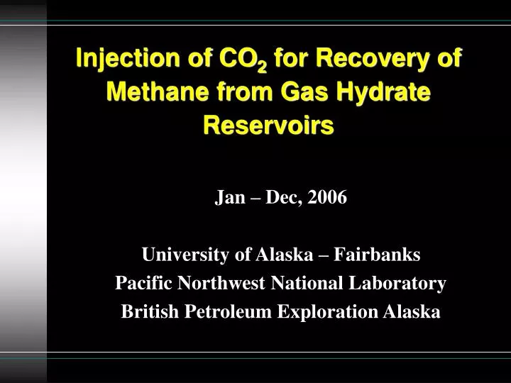 injection of co 2 for recovery of methane from gas hydrate reservoirs