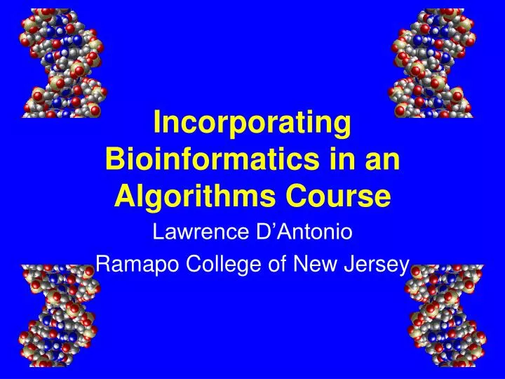 incorporating bioinformatics in an algorithms course