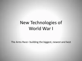 New Technologies of World War I
