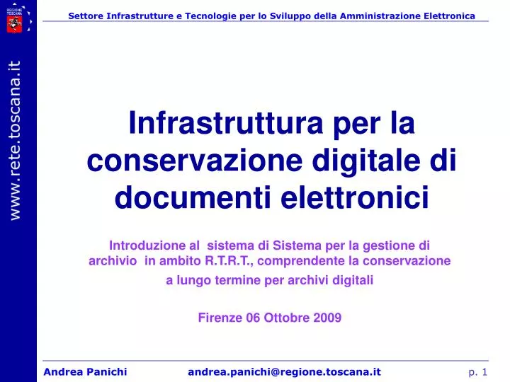 infrastruttura per la conservazione digitale di documenti elettronici
