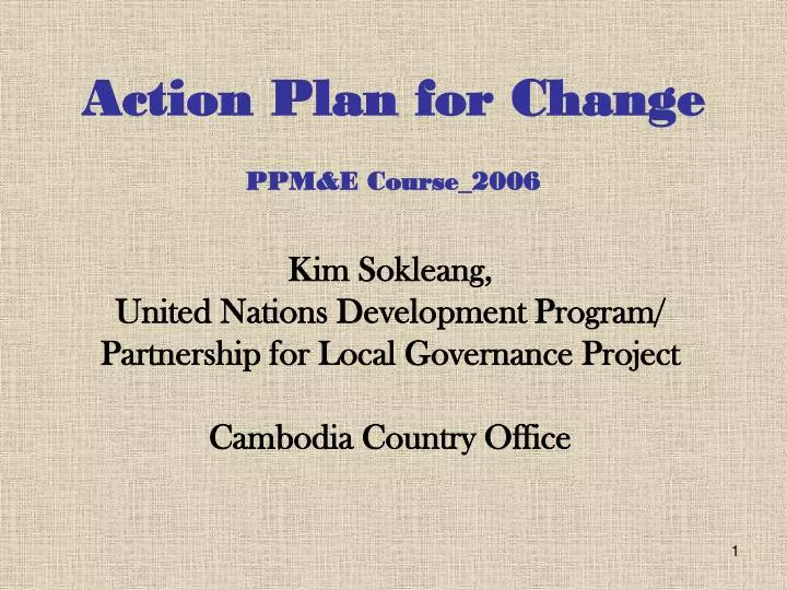 action plan for change ppm e course 2006