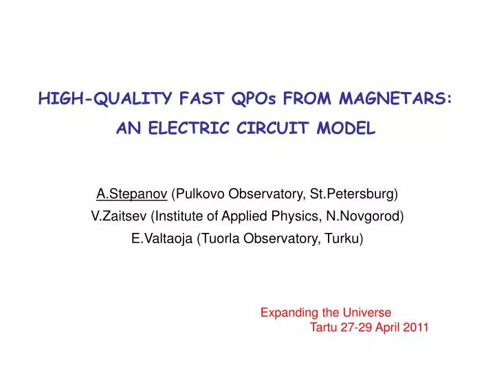 high quality fast qpos from magnetars an electric circuit model