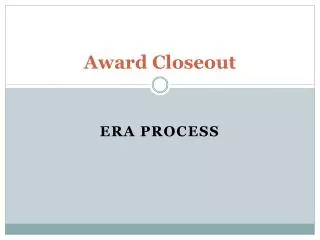 Award Closeout