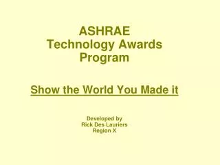 ASHRAE Technology Awards