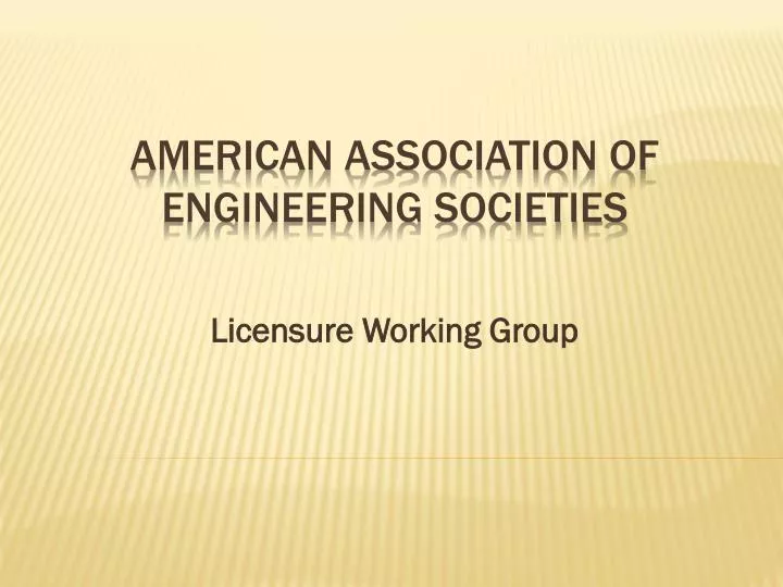 licensure working group