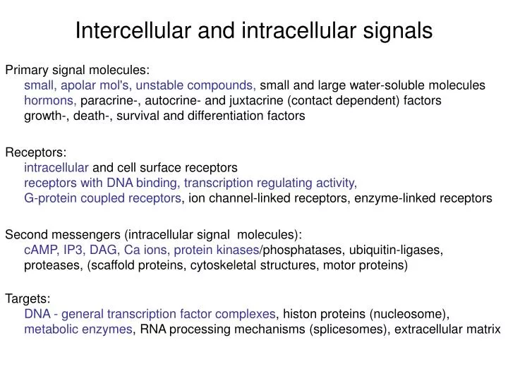 intercellular and intracellular signals