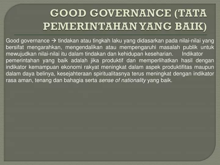 good governance tata pemerintahan yang baik