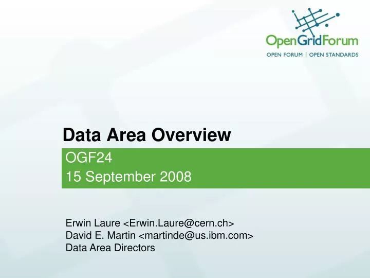 data area overview