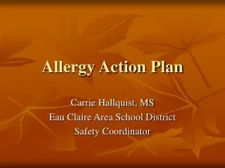 Allergy Action Plan