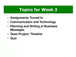 Assignments Turned In Communication and Technology Planning and Writing of Business Messages